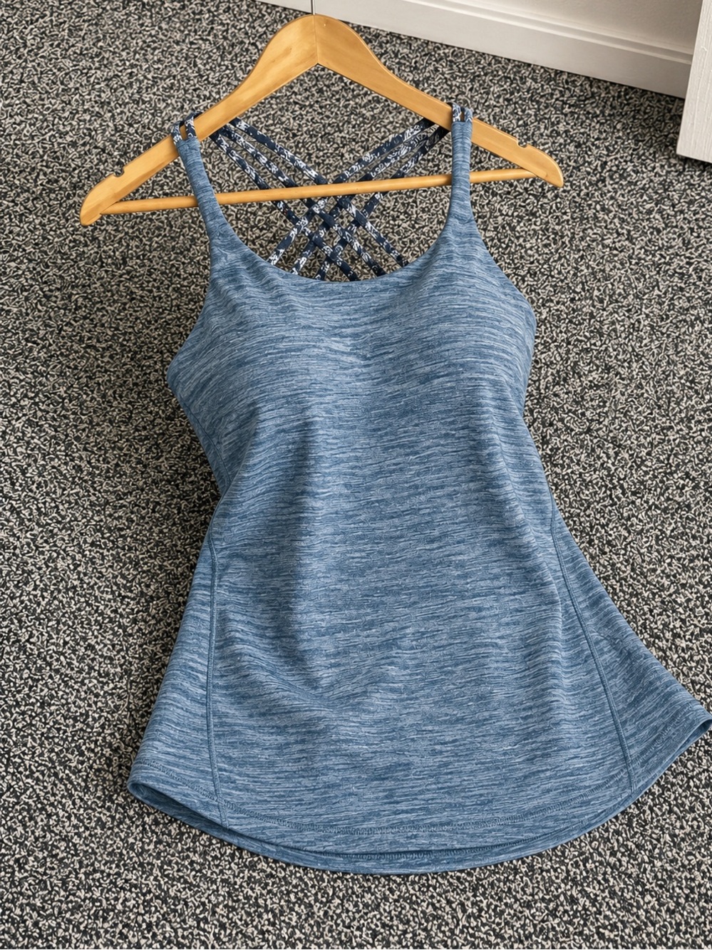 lululemon athletica Heathered Light Blue Strappy Tank